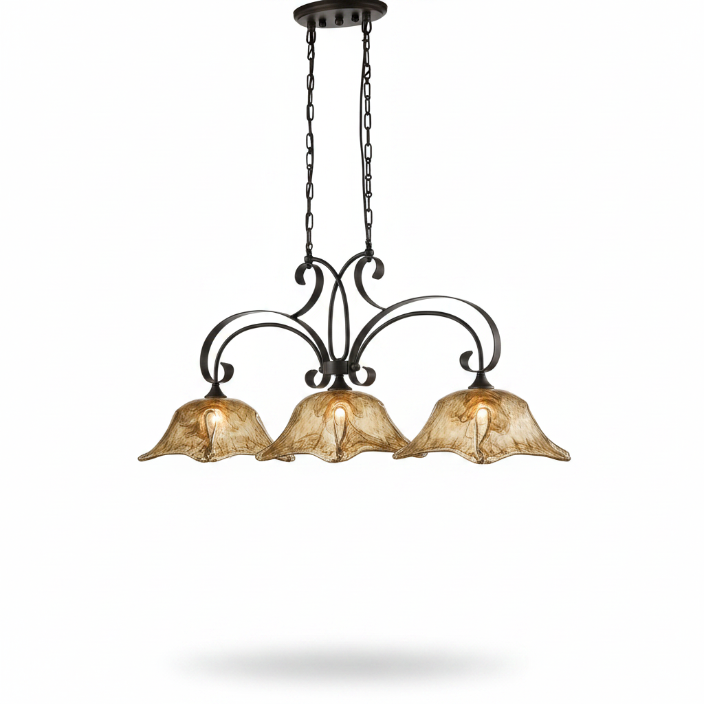 Vetraio Handmade Glass Three Light Island Fixture