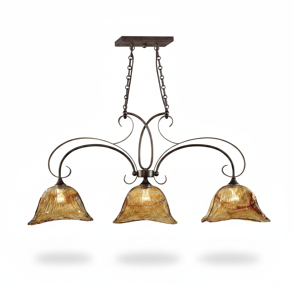Vetraio Handmade Glass Three Light Island Fixture