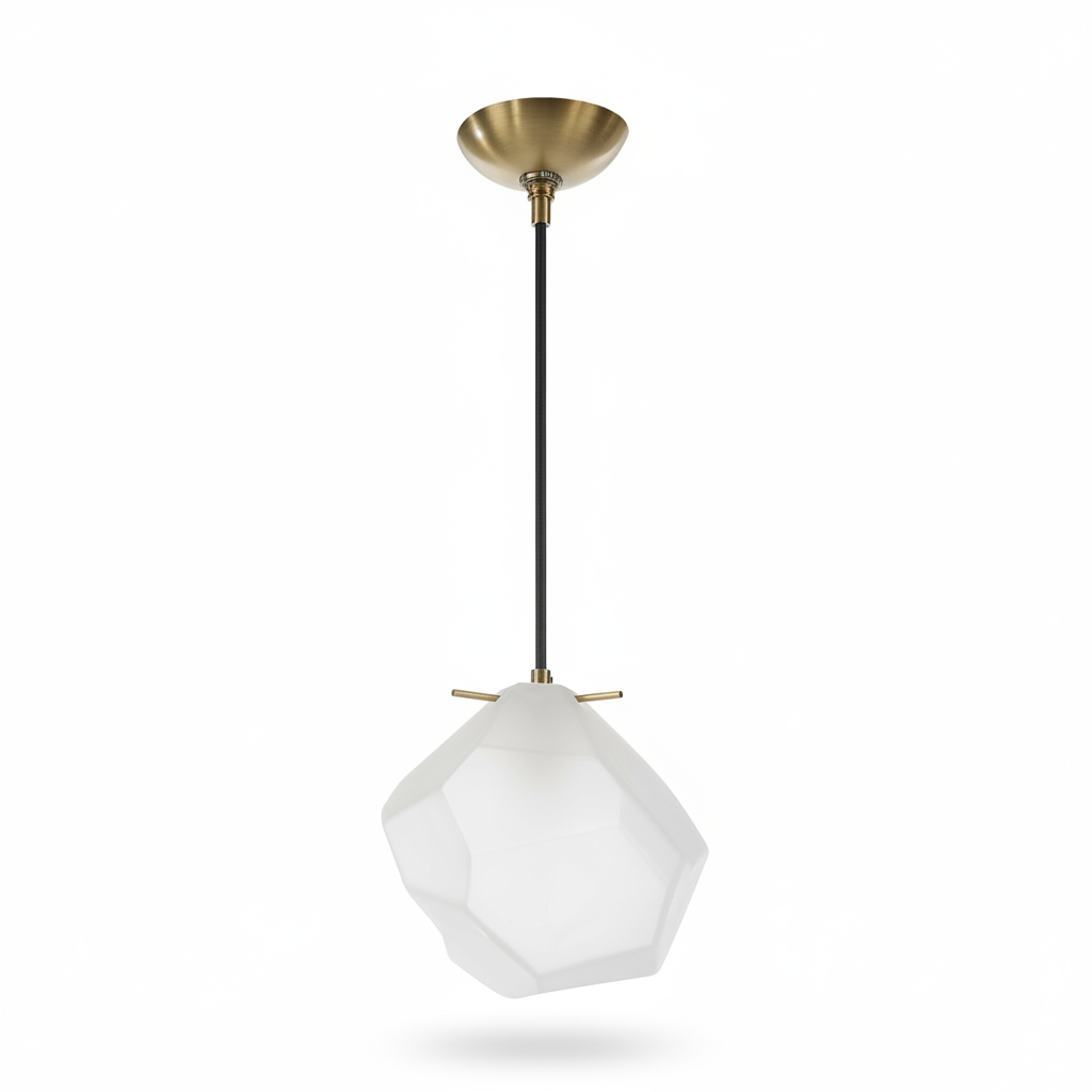 Geodesic Frosted Glass Brass Pendant Light