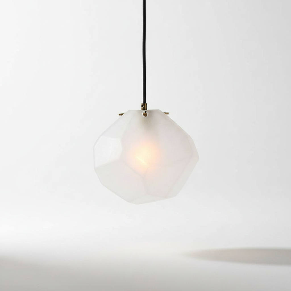Geodesic Frosted Glass Brass Pendant Light
