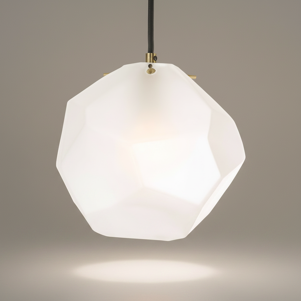 Geodesic Frosted Glass Brass Pendant Light