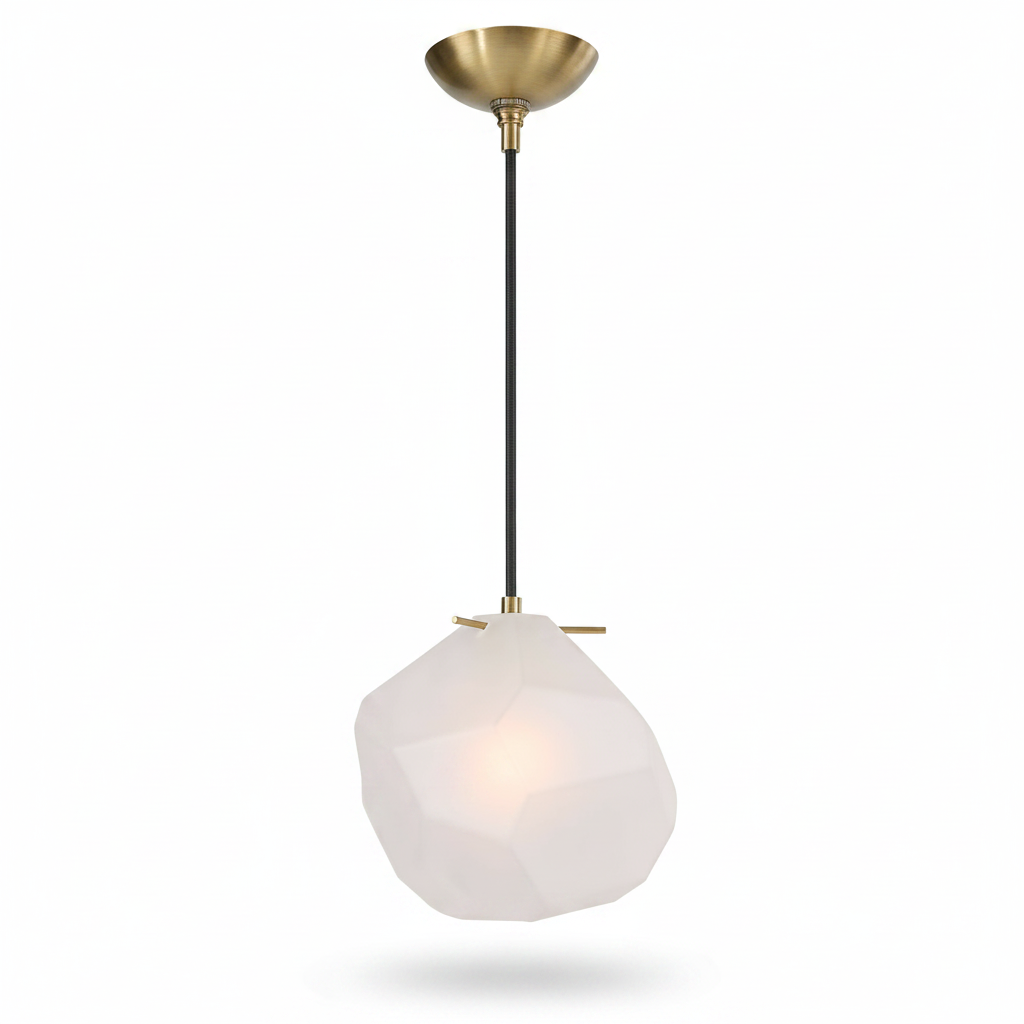 Geodesic Frosted Glass Brass Pendant Light