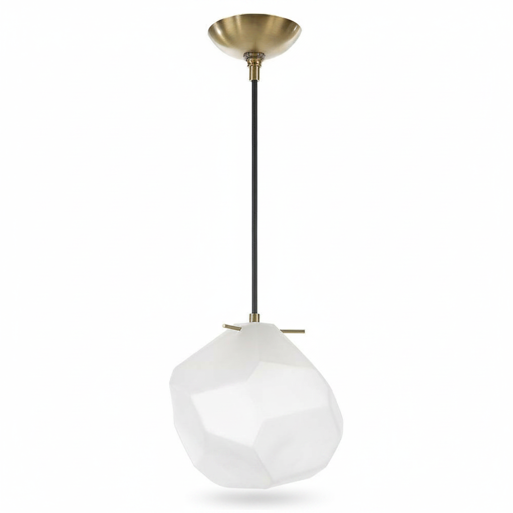 Geodesic Frosted Glass Brass Pendant Light