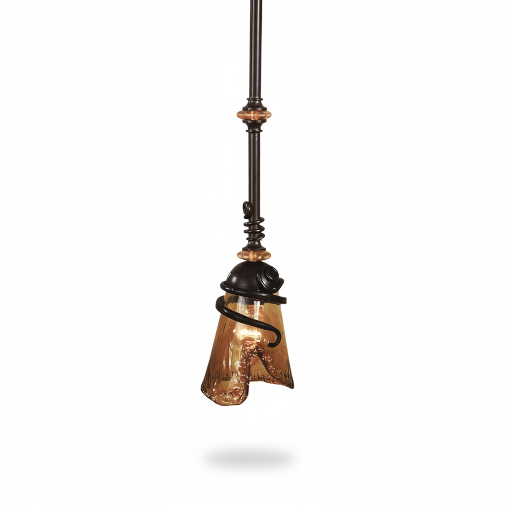 Vitalia Bronze Amber Glass Mini Pendant Light