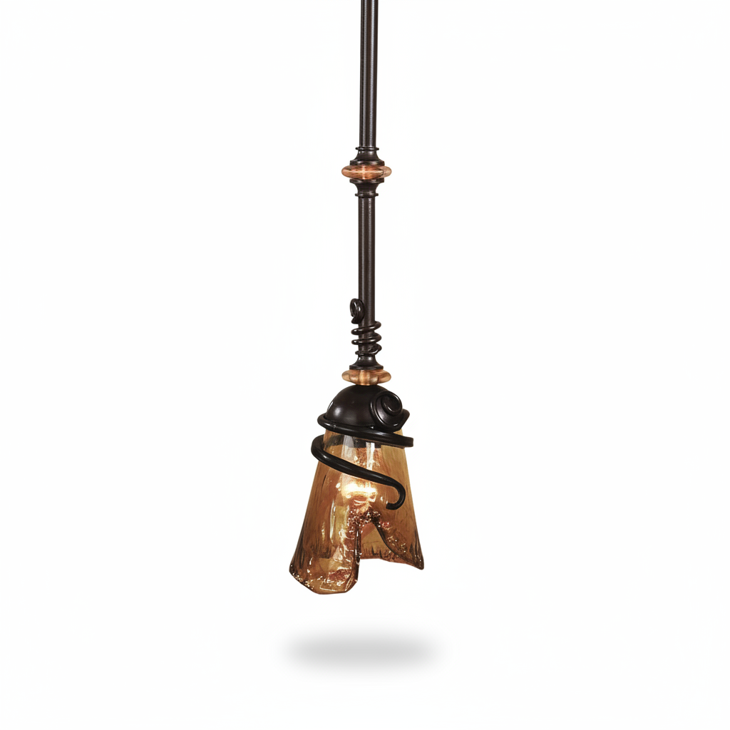 Vitalia Bronze Amber Glass Mini Pendant Light