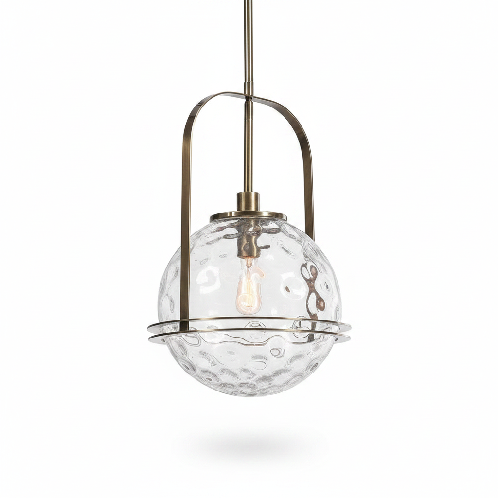 Mimas Clear Glass Brass Pendant Light