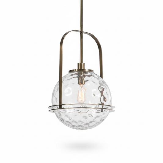 Mimas Clear Glass Brass Pendant Light
