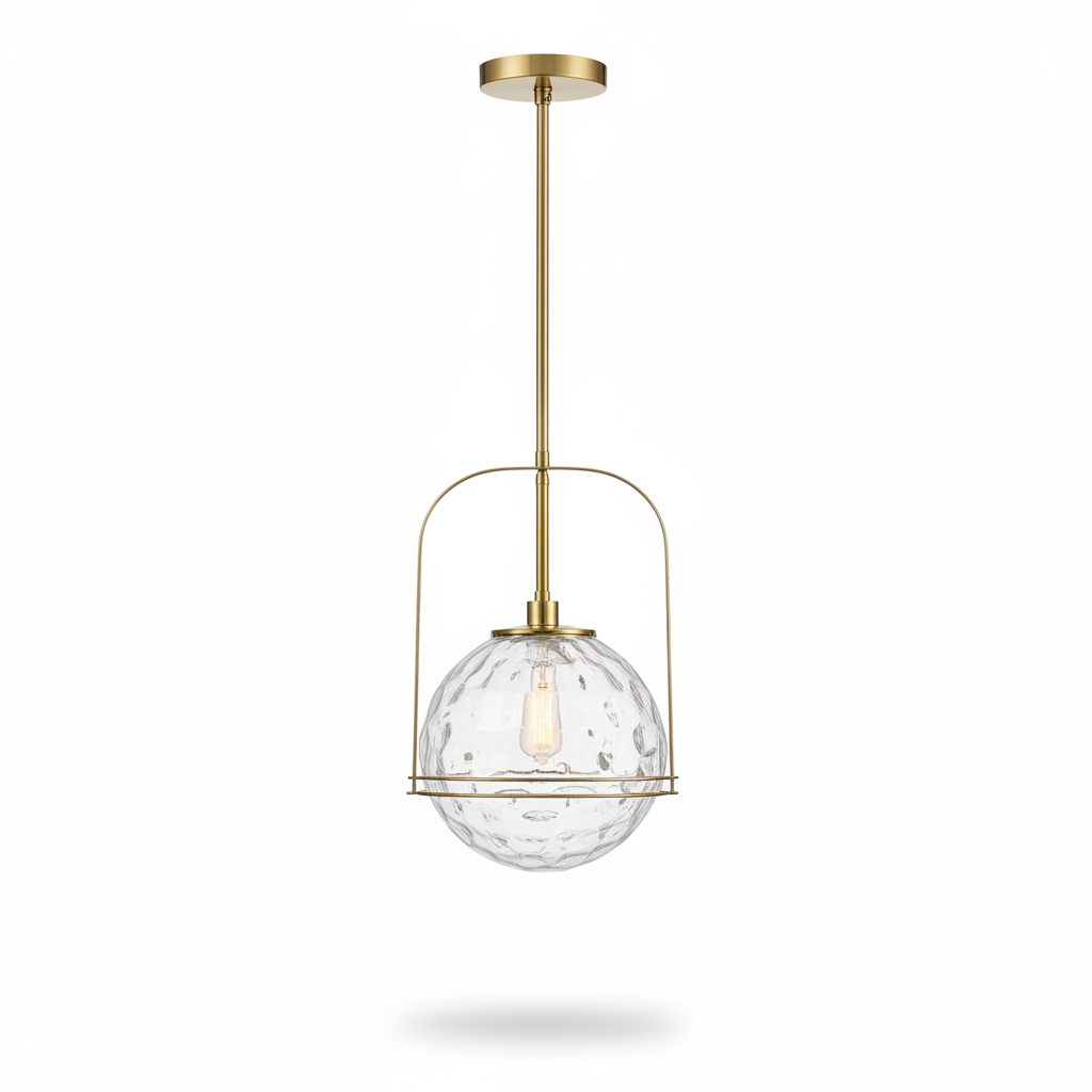 Mimas Clear Glass Brass Pendant Light