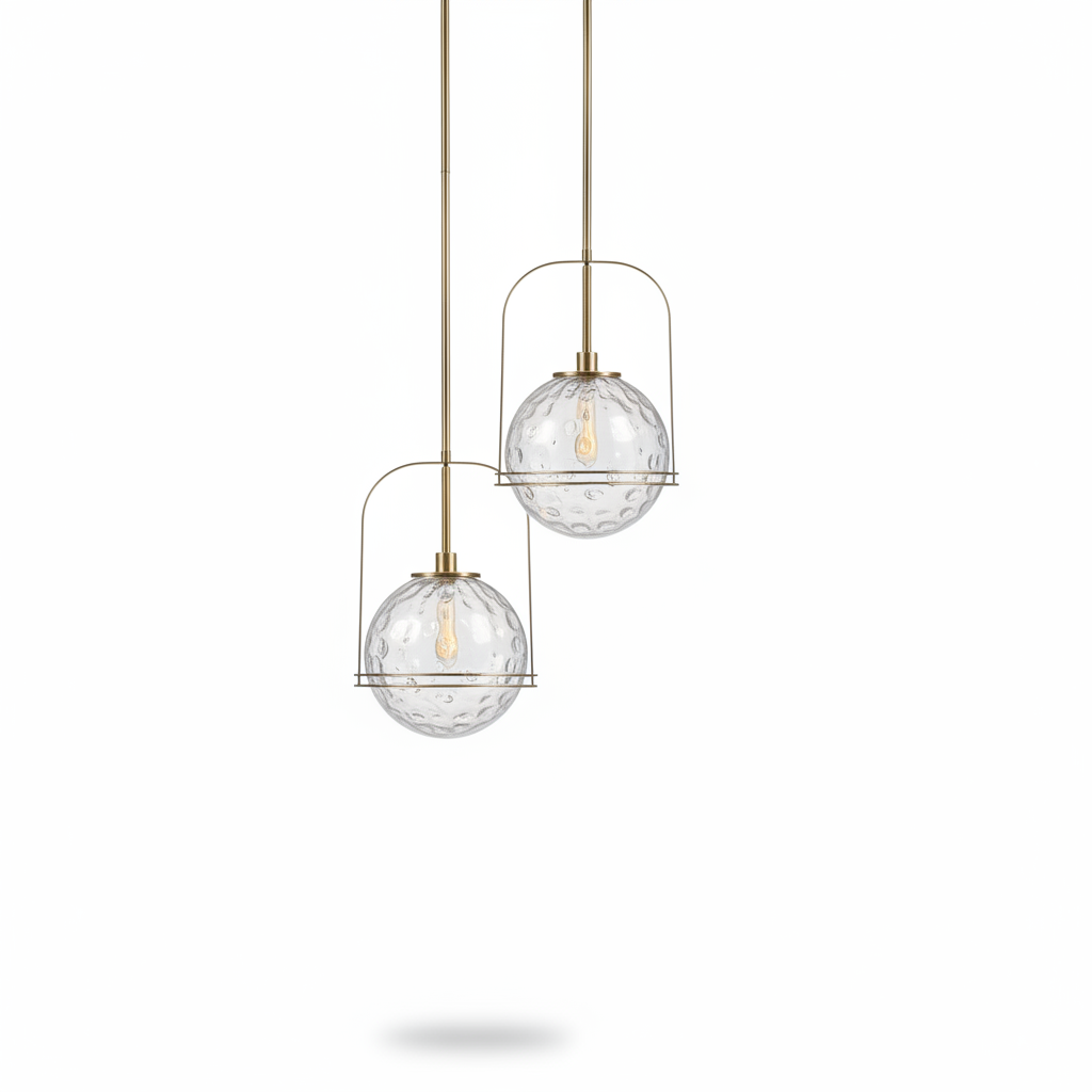 Mimas Clear Glass Brass Pendant Light