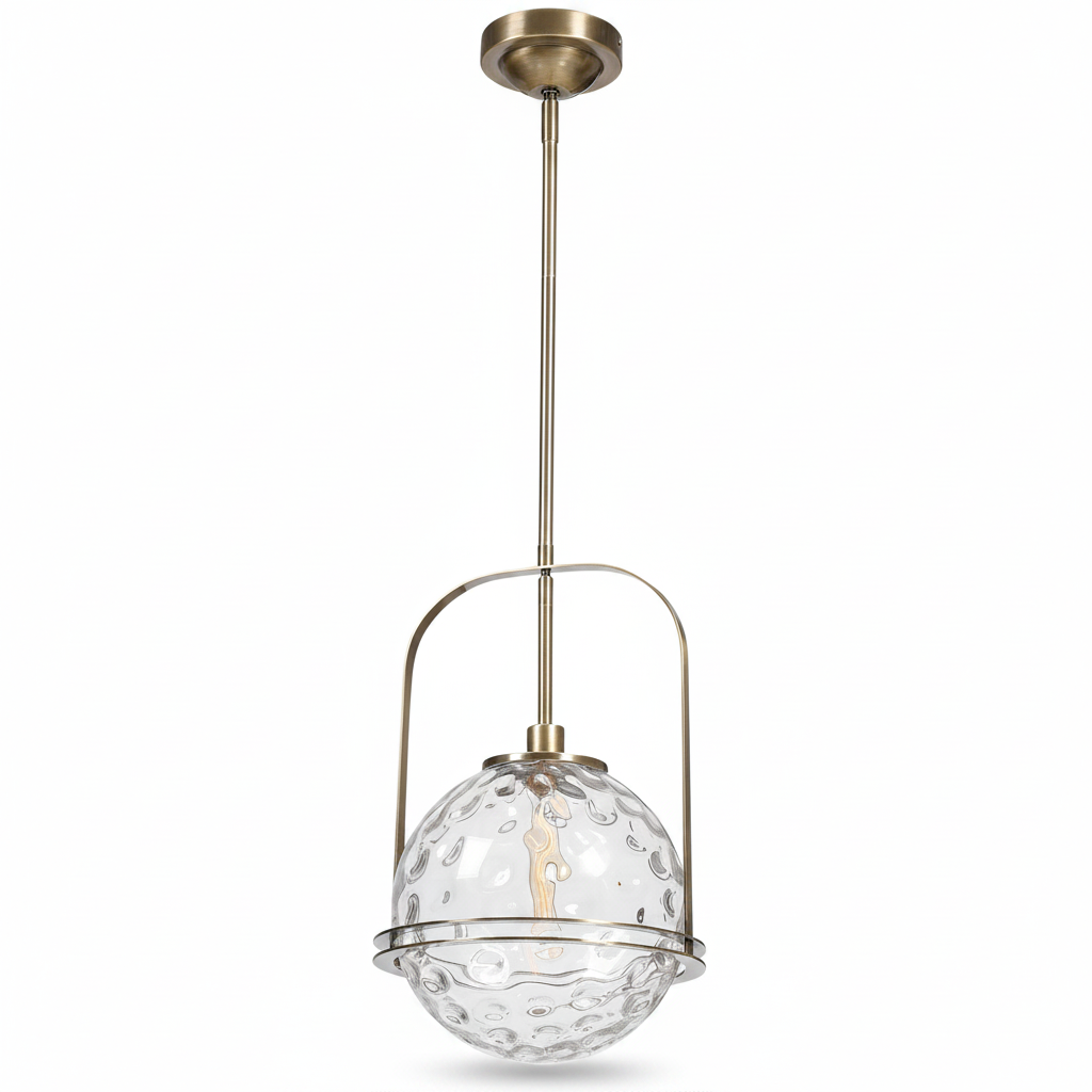 Mimas Clear Glass Brass Pendant Light