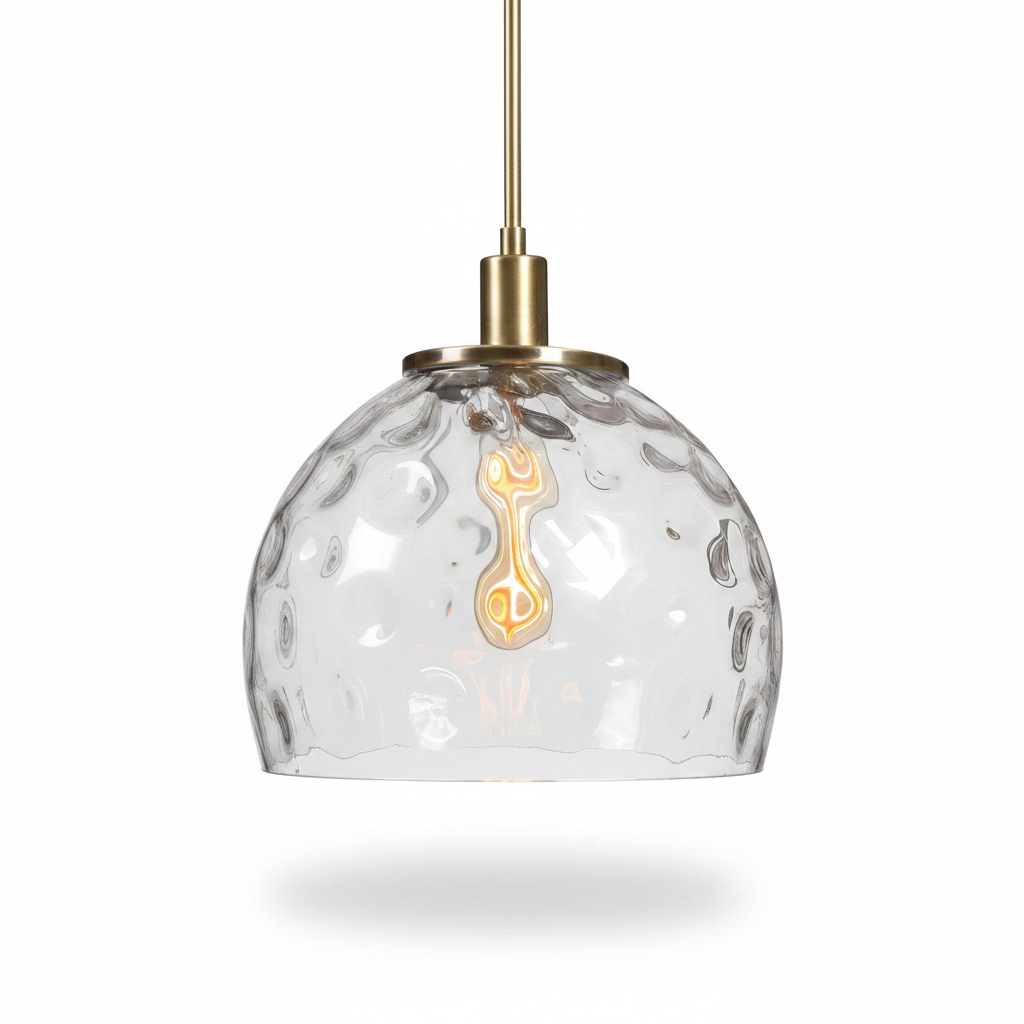 Mimas Clear Glass Brass Pendant Light