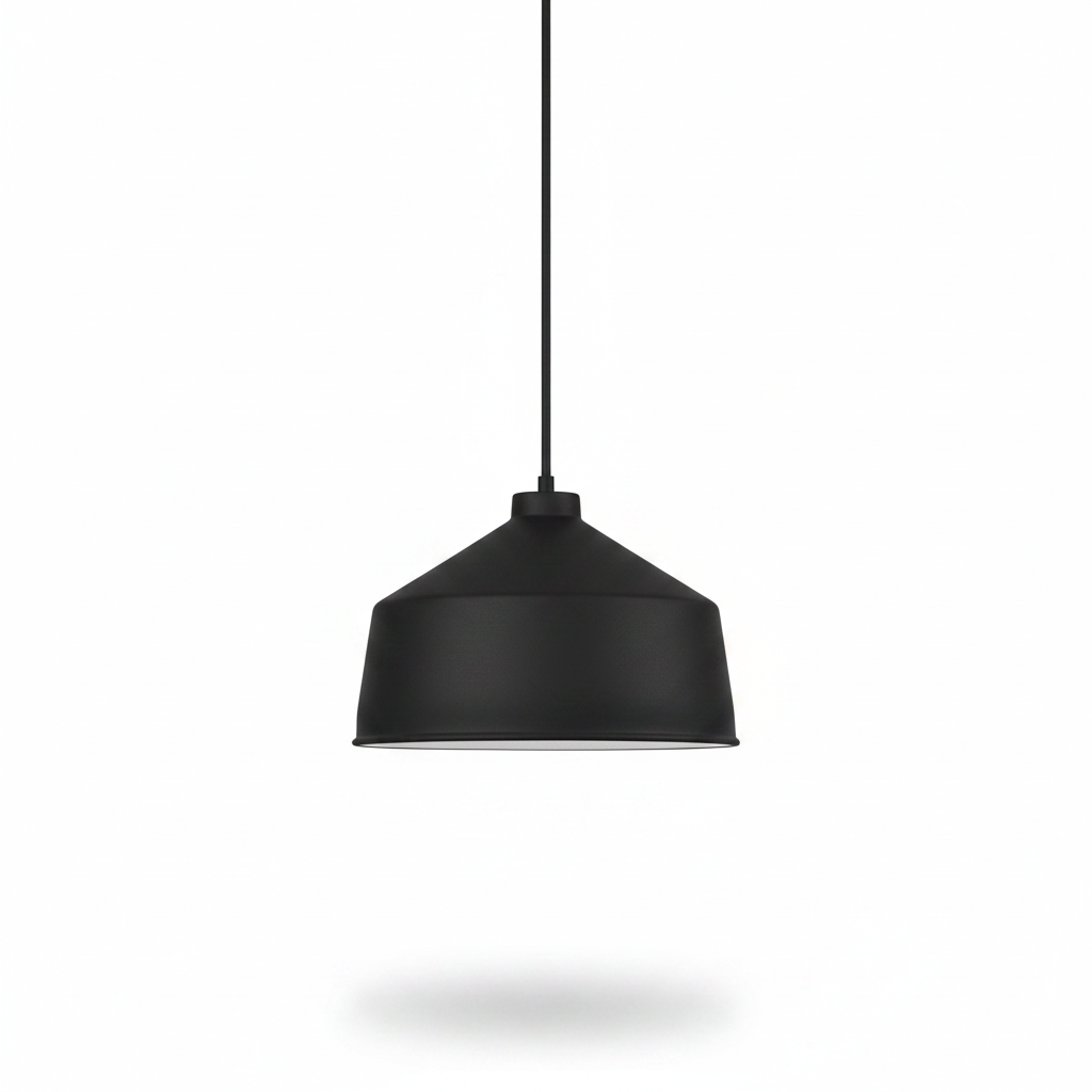 Matte Black Metal Shade Pendant Light