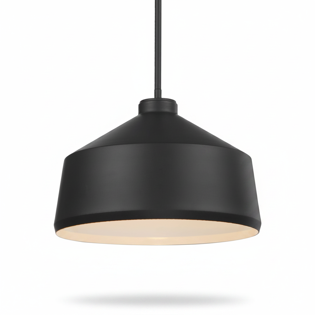 Matte Black Metal Shade Pendant Light