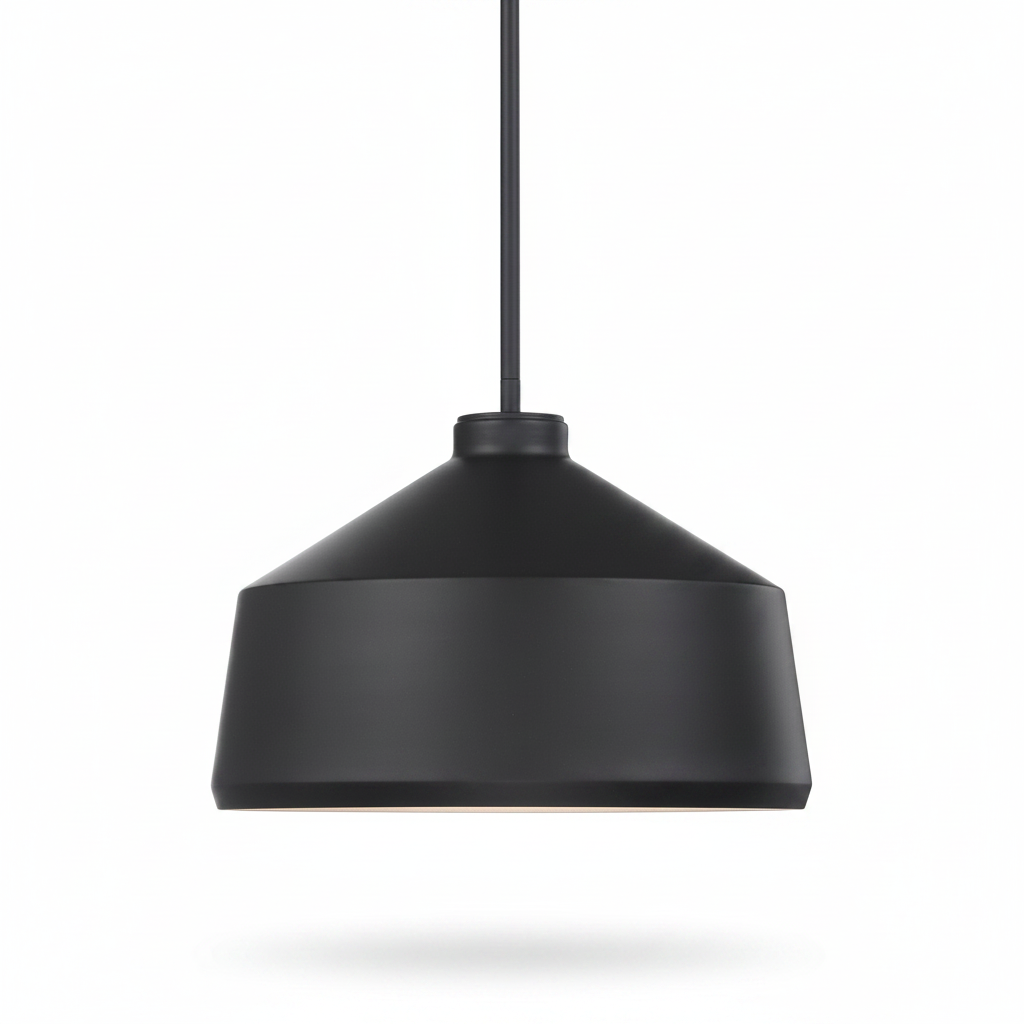 Matte Black Metal Shade Pendant Light
