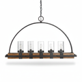 Atwood Wood Industrial Five Light Island Pendant