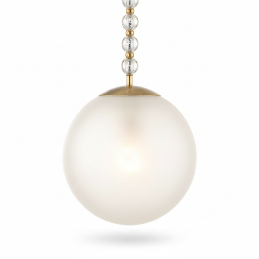 Ripple Frost Glass Brass Beaded Pendant Light