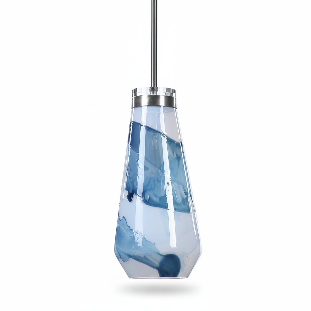 Windswept Blue and White Mini Pendant Light