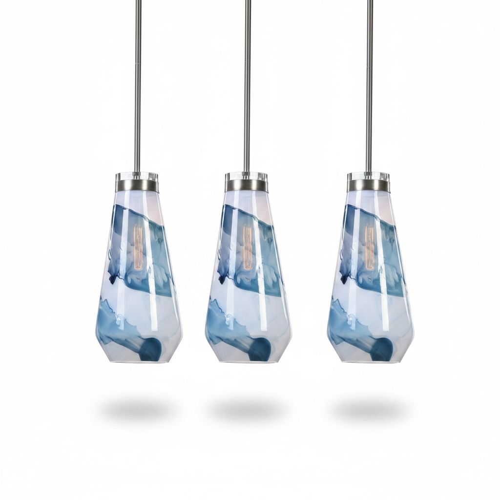 Windswept Blue and White Mini Pendant Light