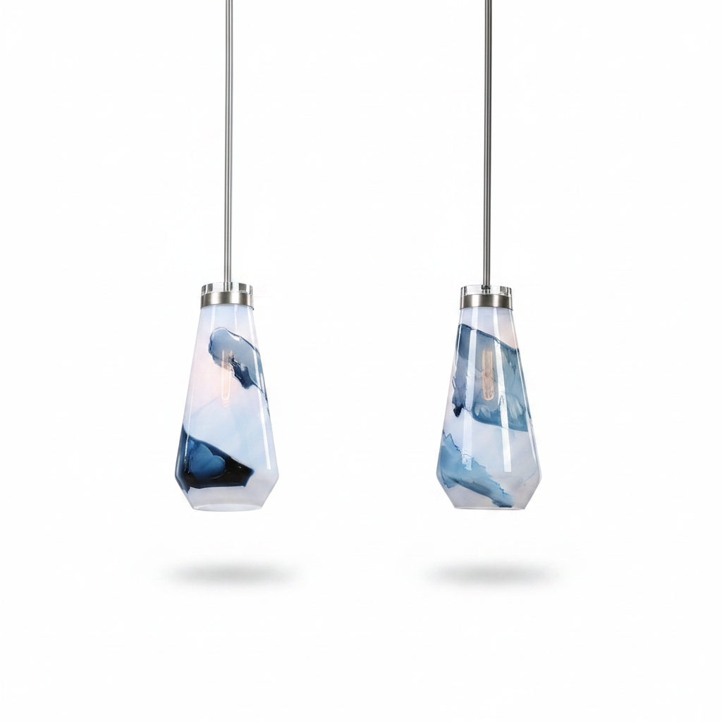 Windswept Blue and White Mini Pendant Light