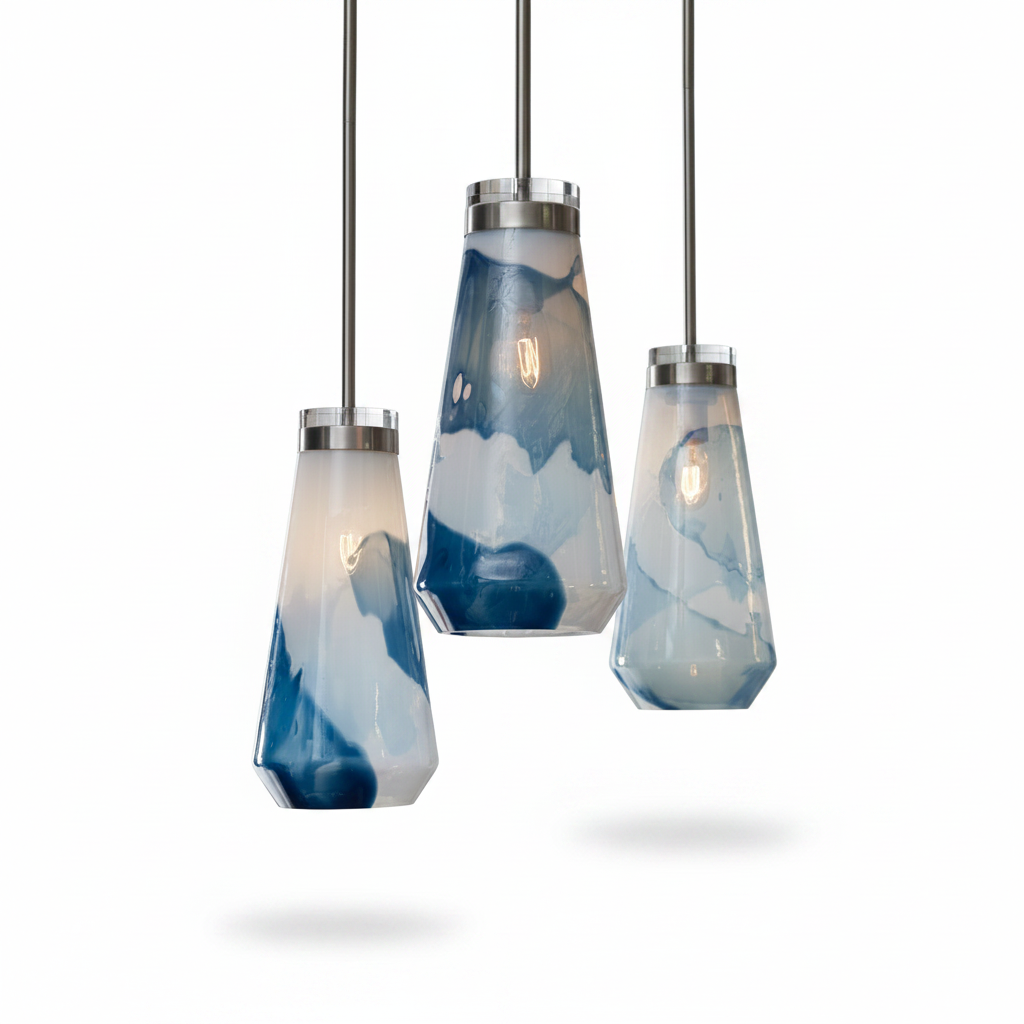 Windswept Blue and White Mini Pendant Light