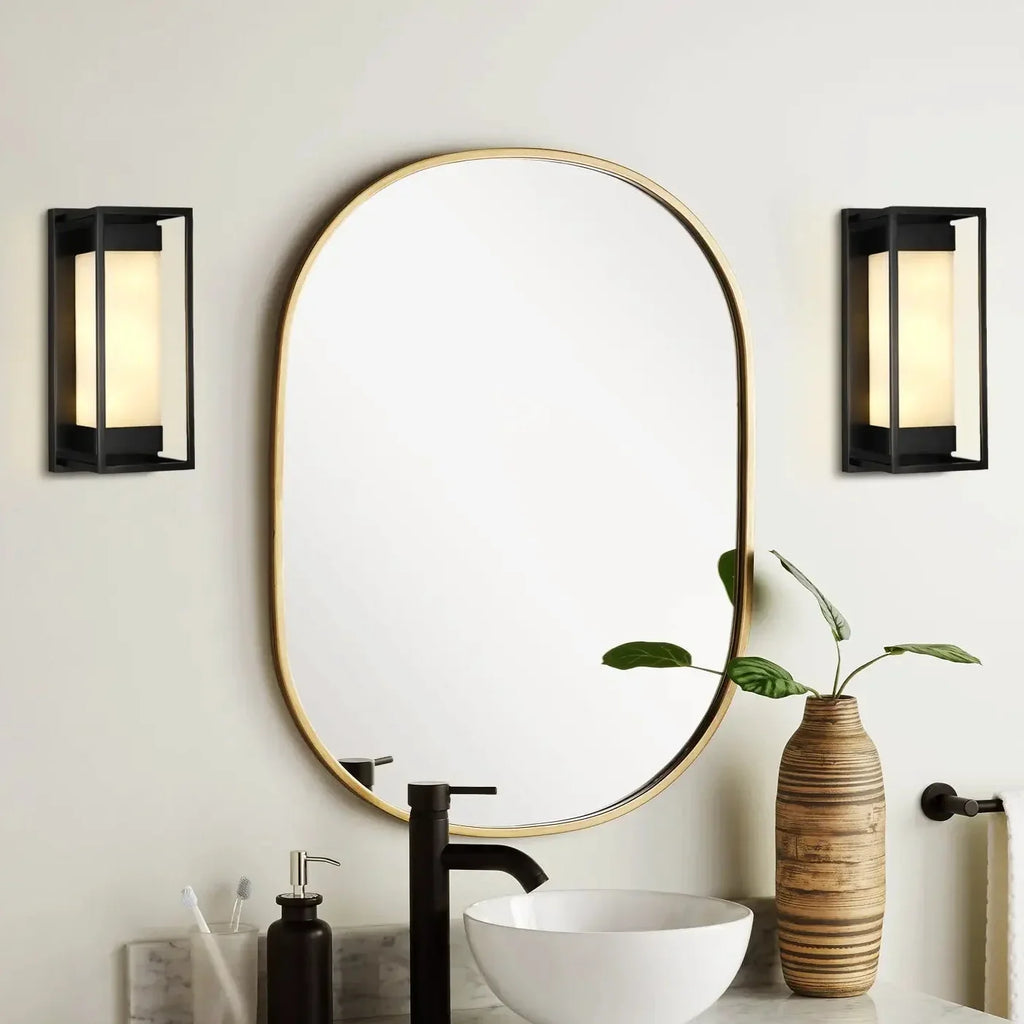 Maurizio Alabaster Square-Shaped Wall Sconces