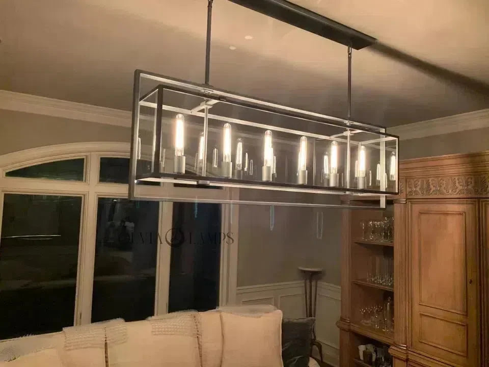 Baker Glass Lantern Rectangular Chandelier 54"72''