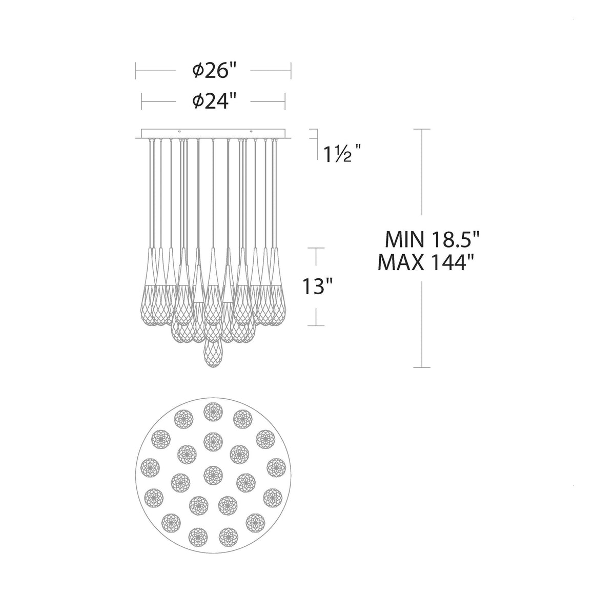 Hibiscus LED Multi Light Pendant Light