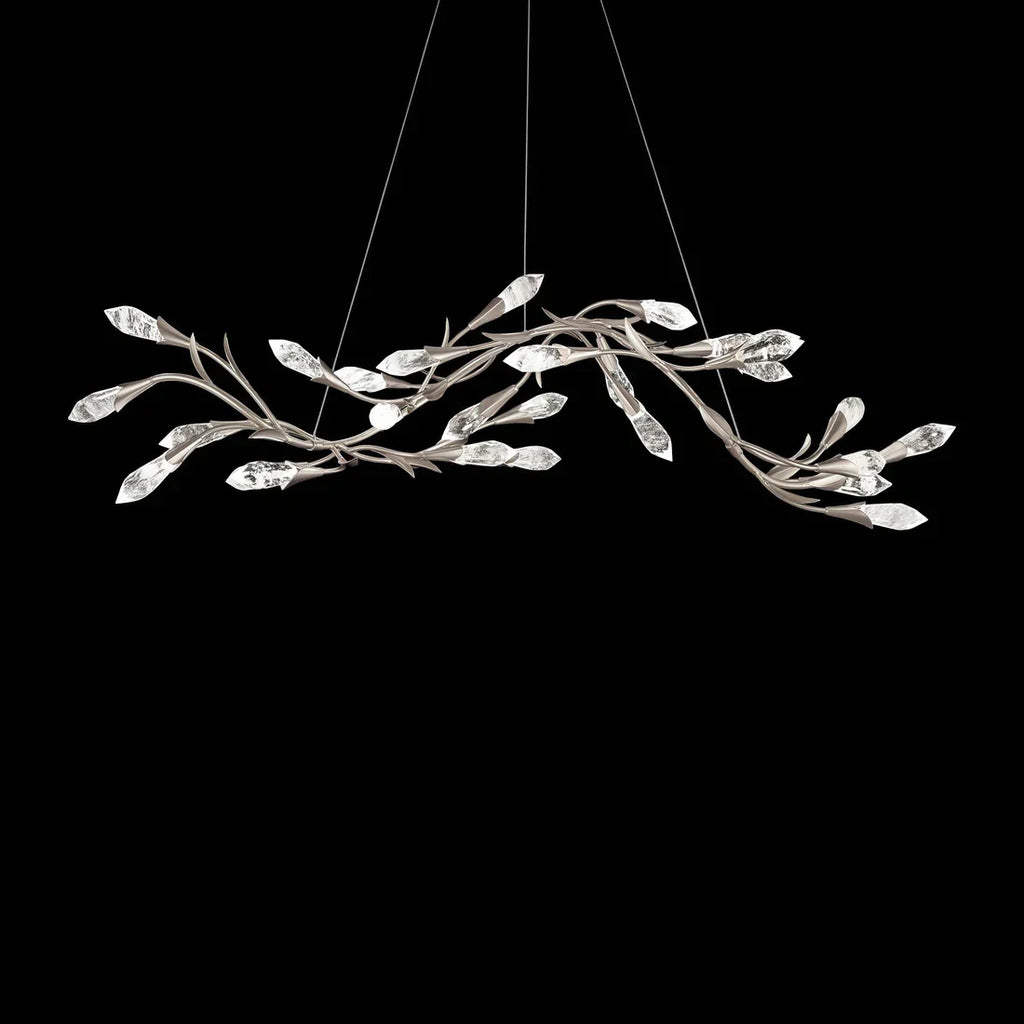 Modern Linear/Round Floral Branches Crystal Chandelier