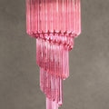 Chandelier  Spiral Prism Glass Hand-Cut Faceted Prisms Nickel Frame Pink Amber