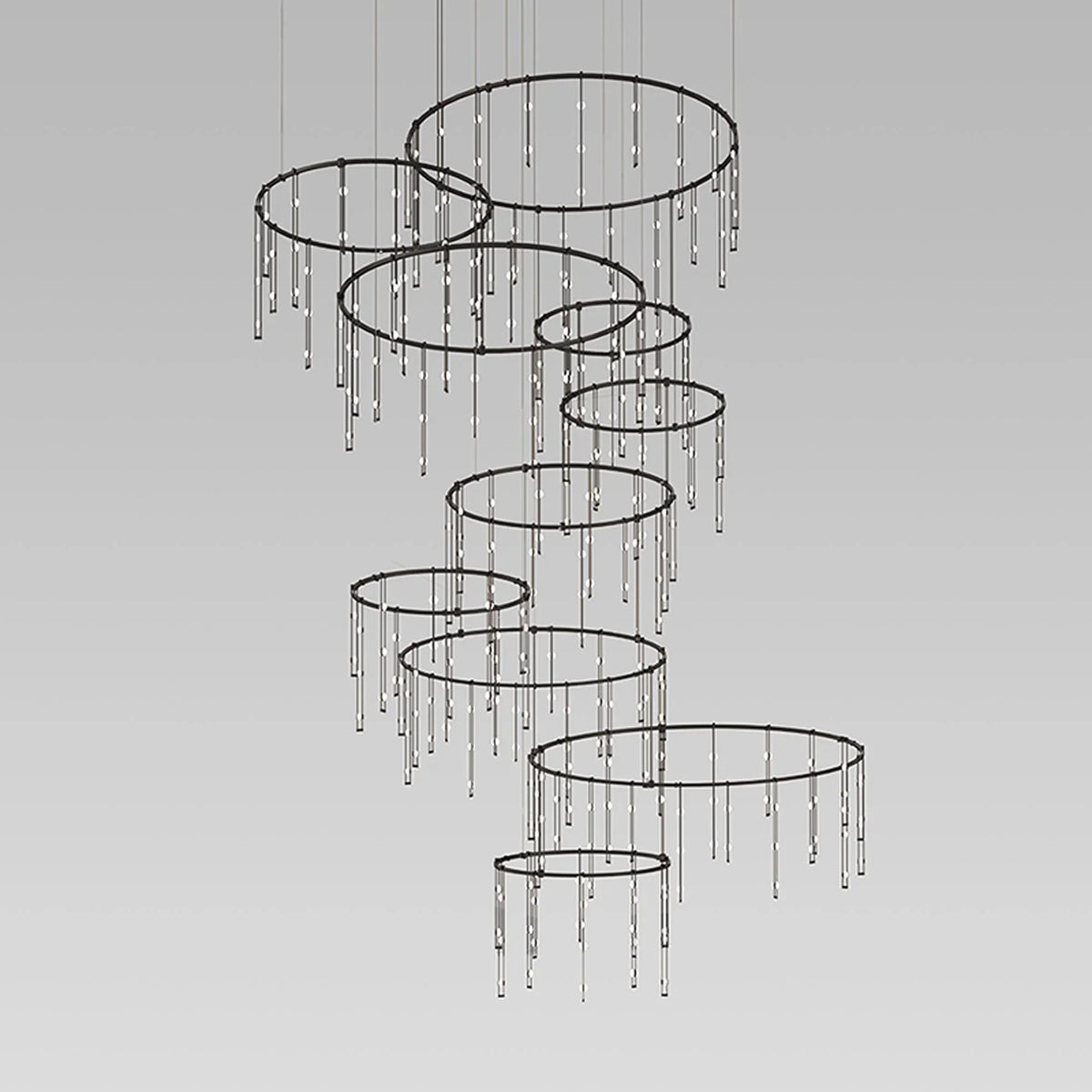 Modern Art Design Multi-layers Rings Vertical LED Chandelier