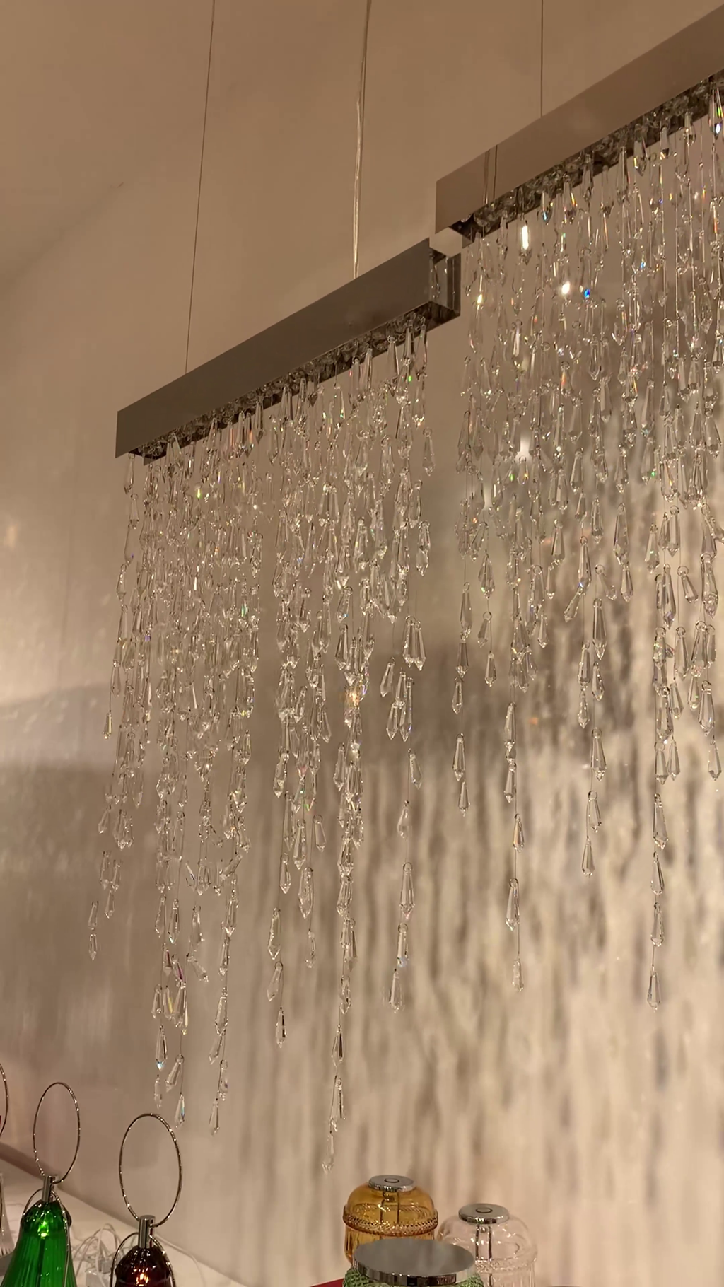 Modern Waterfall Tassel Crystal Chandelier for Dining & Kitchen