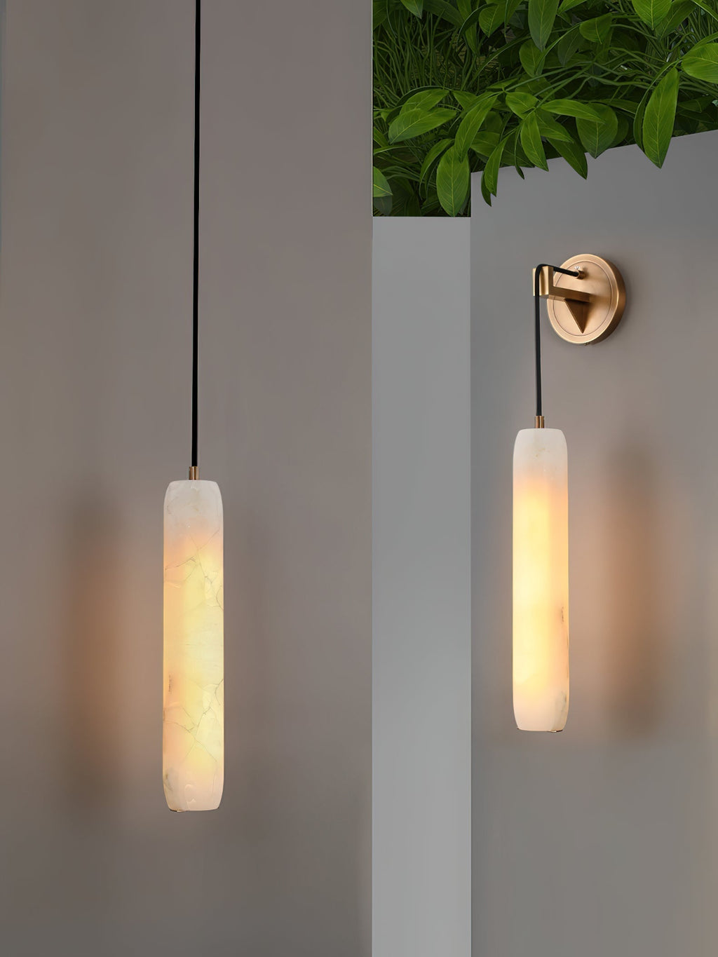Wrenna Alabaster Flute Wall Lamp